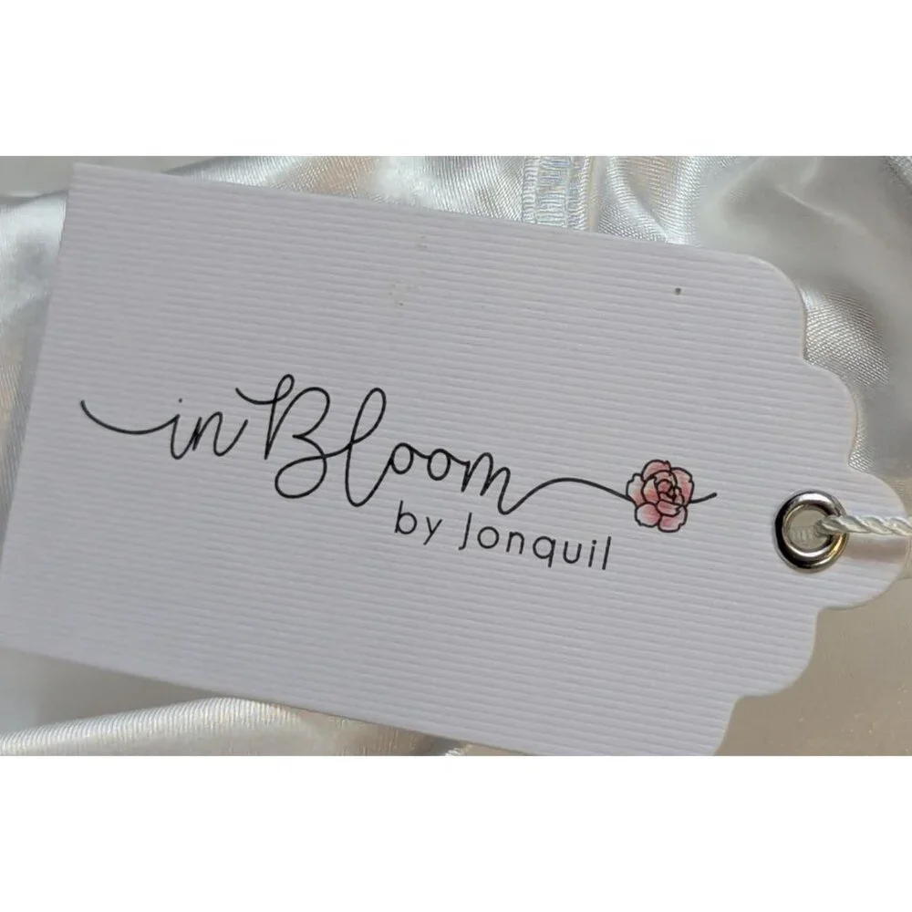 In Bloom by Jonquil sz S Hope Faux Feather Trim Satin Chemise Intimate Feminine - Picture 7 of 15